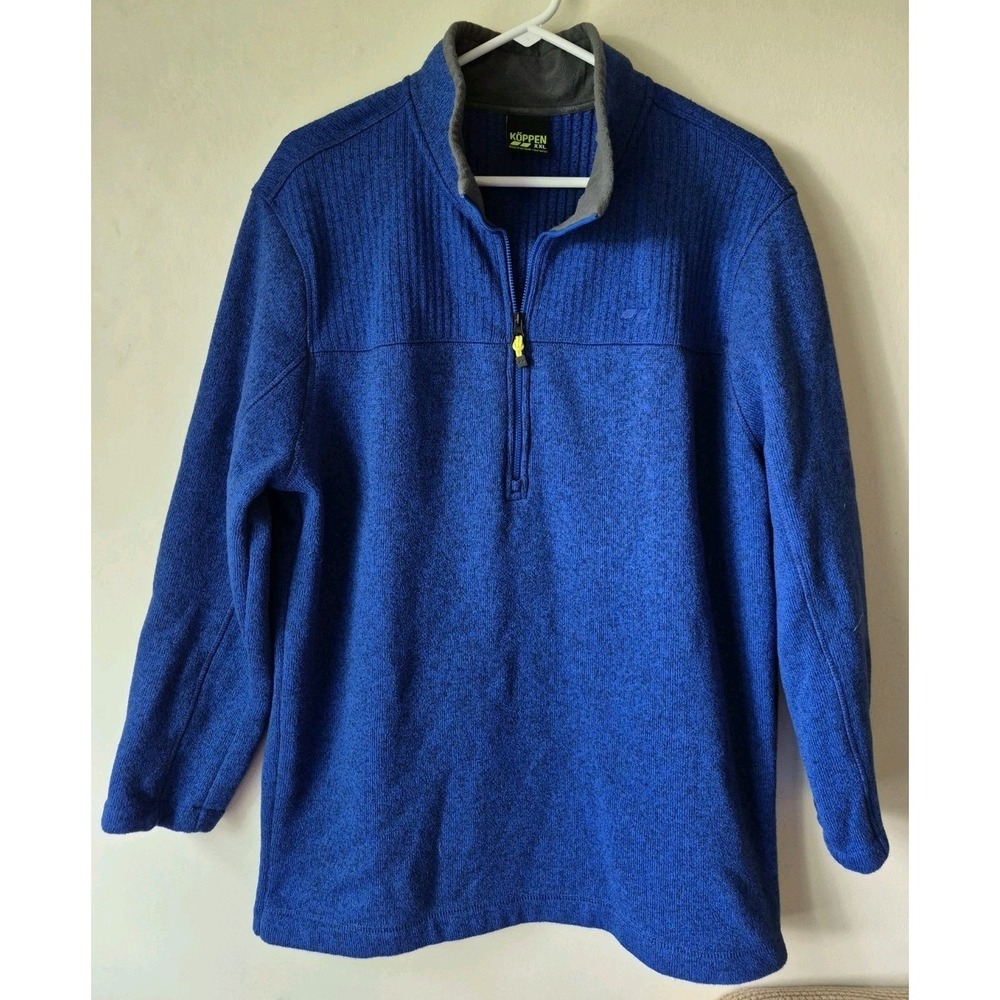 Koppen‎ Quarter Zip Fleece Sweater Mens XXL Blue Pullover Outdoor Hiking
